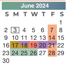 District School Academic Calendar for Donna Lewis Elementary for June 2024