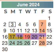 District School Academic Calendar for Dueitt Middle for June 2024