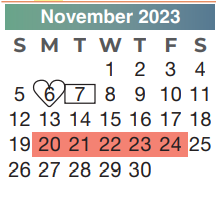 District School Academic Calendar for School For Accelerated Lrn for November 2023