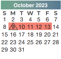 District School Academic Calendar for Westfield High School for October 2023