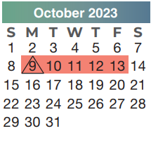 District School Academic Calendar for Sp Ed Contract for October 2023