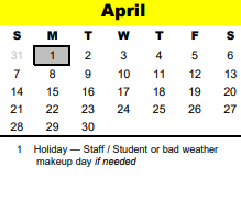 District School Academic Calendar for Spring Branch Ed Ctr for April 2024