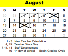 District School Academic Calendar for The Panda Path School for August 2023