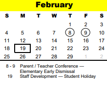 District School Academic Calendar for Science Ctr for February 2024