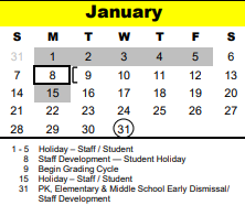 District School Academic Calendar for Cedar Brook Elementary for January 2024