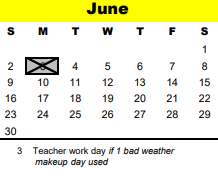 District School Academic Calendar for Pre-k Elementary for June 2024