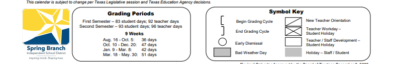District School Academic Calendar Key for Spring Forest Middle