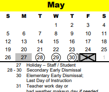 District School Academic Calendar for Frostwood Elementary for May 2024