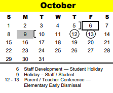 District School Academic Calendar for Spring Branch Middle for October 2023