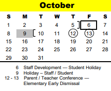 District School Academic Calendar for The Tiger Trail School for October 2023