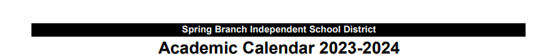 District School Academic Calendar for Spring Branch Ed Ctr