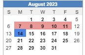 District School Academic Calendar for Har-ber High School for August 2023