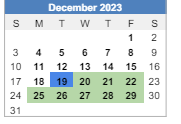 District School Academic Calendar for Har-ber High School for December 2023