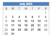 District School Academic Calendar for Har-ber High School for July 2023
