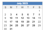 District School Academic Calendar for Elmdale Elementary School for July 2023