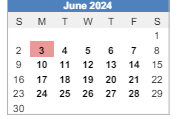 District School Academic Calendar for Elmdale Elementary School for June 2024
