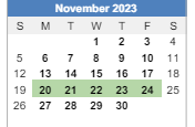 District School Academic Calendar for Har-ber High School for November 2023