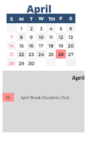 District School Academic Calendar for Pleasant View ELEM. for April 2024