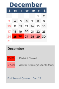 District School Academic Calendar for Sherwood ELEM. for December 2023