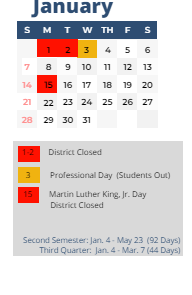 District School Academic Calendar for Sherwood ELEM. for January 2024