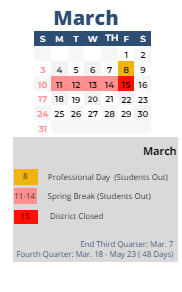 District School Academic Calendar for Sherwood ELEM. for March 2024