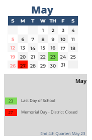 District School Academic Calendar for Pleasant View ELEM. for May 2024