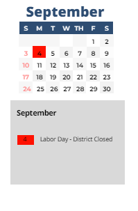 District School Academic Calendar for Sherwood ELEM. for September 2023