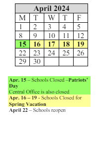 District School Academic Calendar for High School/science-tech for April 2024