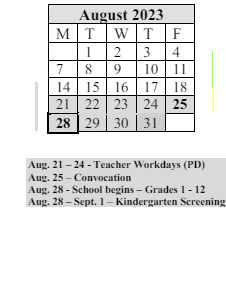 District School Academic Calendar for High School/science-tech for August 2023