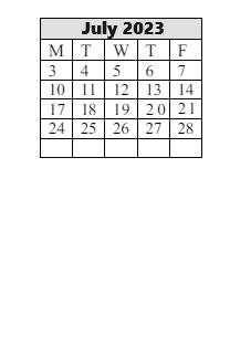 District School Academic Calendar for High School/science-tech for July 2023
