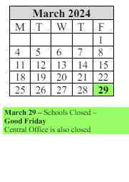 District School Academic Calendar for High School/science-tech for March 2024