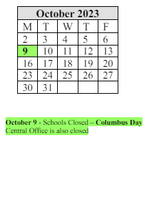 District School Academic Calendar for High School/science-tech for October 2023