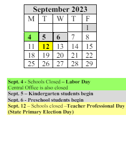 District School Academic Calendar for High School/science-tech for September 2023