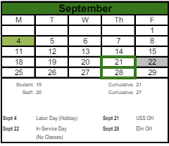 District School Academic Calendar for Springfield High School for September 2023