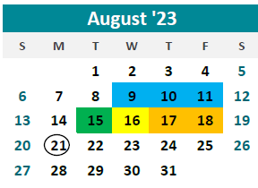 District School Academic Calendar for Bode Middle for August 2023