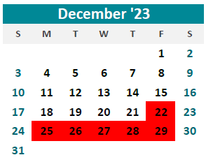District School Academic Calendar for Bode Middle for December 2023
