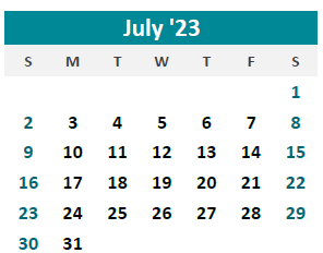 District School Academic Calendar for Bode Middle for July 2023