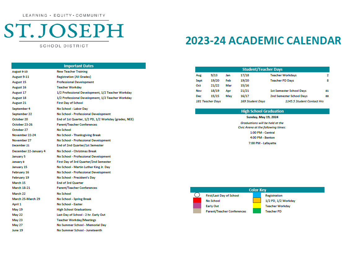 District School Academic Calendar Key for Bode Middle