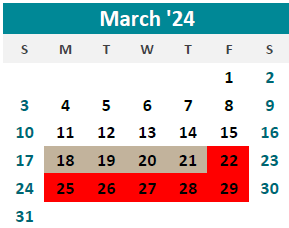 District School Academic Calendar for Bode Middle for March 2024