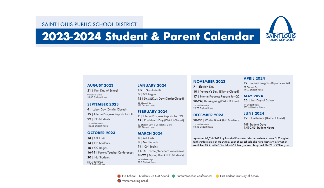 District School Academic Calendar Key for ST. Louis Children's Hospital