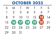 District School Academic Calendar for Peabody ELEM. for October 2023