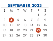 District School Academic Calendar for Peabody ELEM. for September 2023