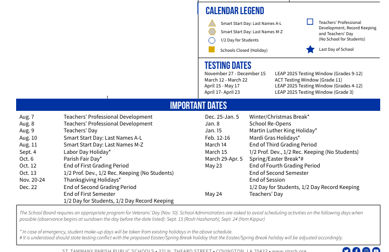 District School Academic Calendar Key for Folsom Elementary School