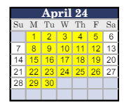 District School Academic Calendar for Pulliam Elementary for April 2024