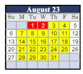 District School Academic Calendar for George W. Bush Elementary School for August 2023