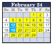 District School Academic Calendar for George W. Bush Elementary School for February 2024