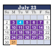 District School Academic Calendar for Hazelton Elementary for July 2023
