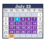 District School Academic Calendar for Stockton Virtual Academy Charter for July 2023