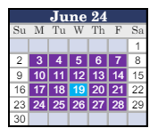 District School Academic Calendar for Stockton Unified ALTER./CONT. for June 2024