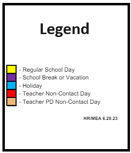 District School Academic Calendar Legend for Elmwood Elementary